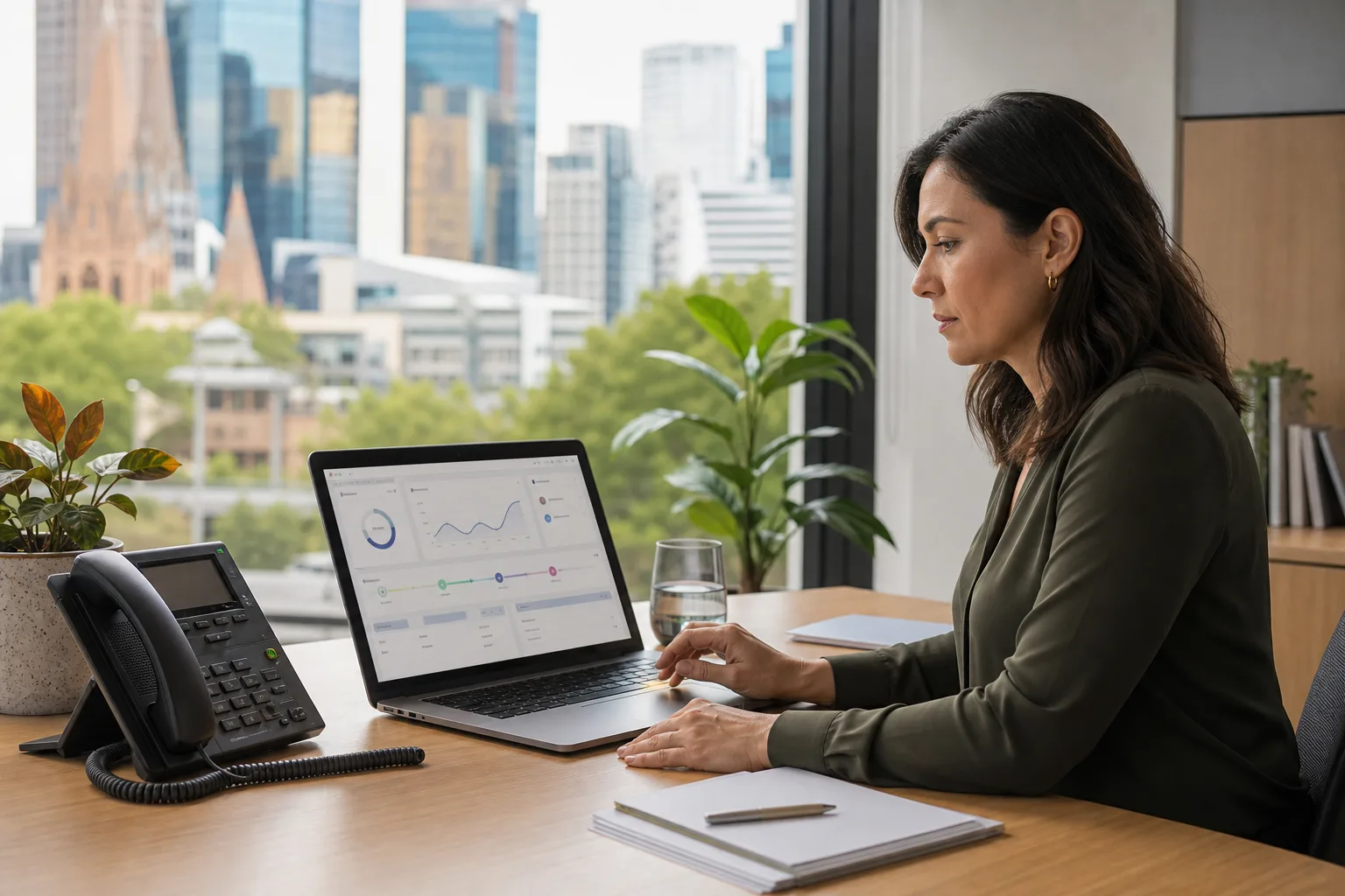 Australian business manager reviewing an AI virtual receptionist call workflow