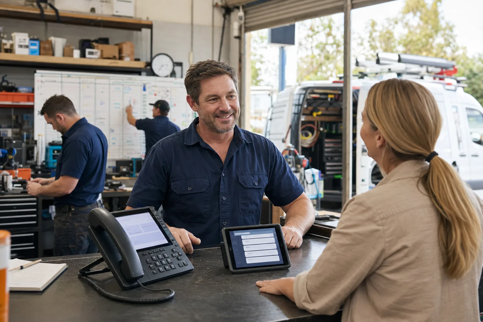 Busy Australian trades business capturing calls while serving customers